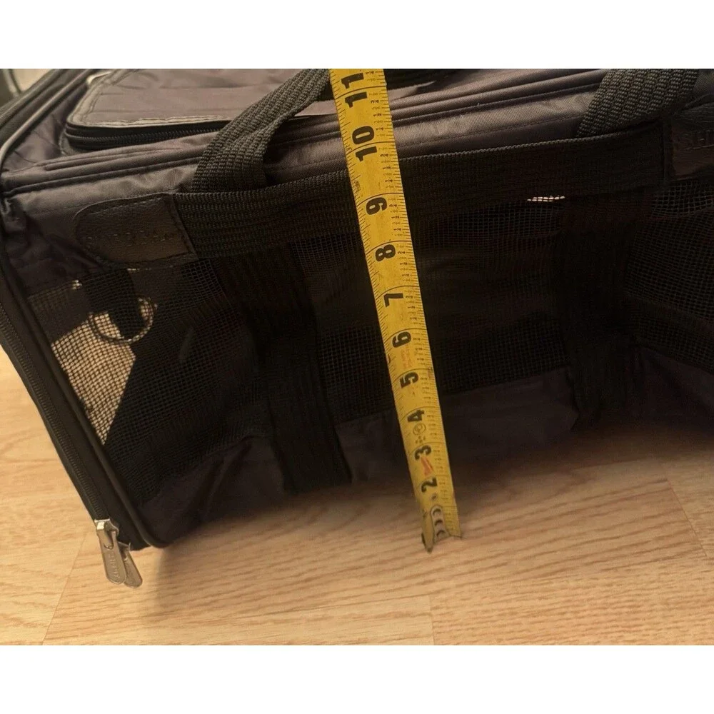 Original Deluxe Black Fabric Pet Carrier Bag Mesh Panels Strap